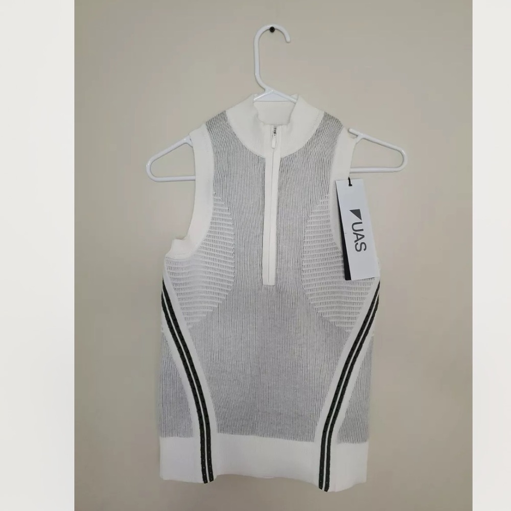 NWT UAS Under Armour Tim Coppens Knit Racer Tank Small Green White sleeveless.